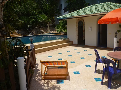 Pool, sun deck and massage room